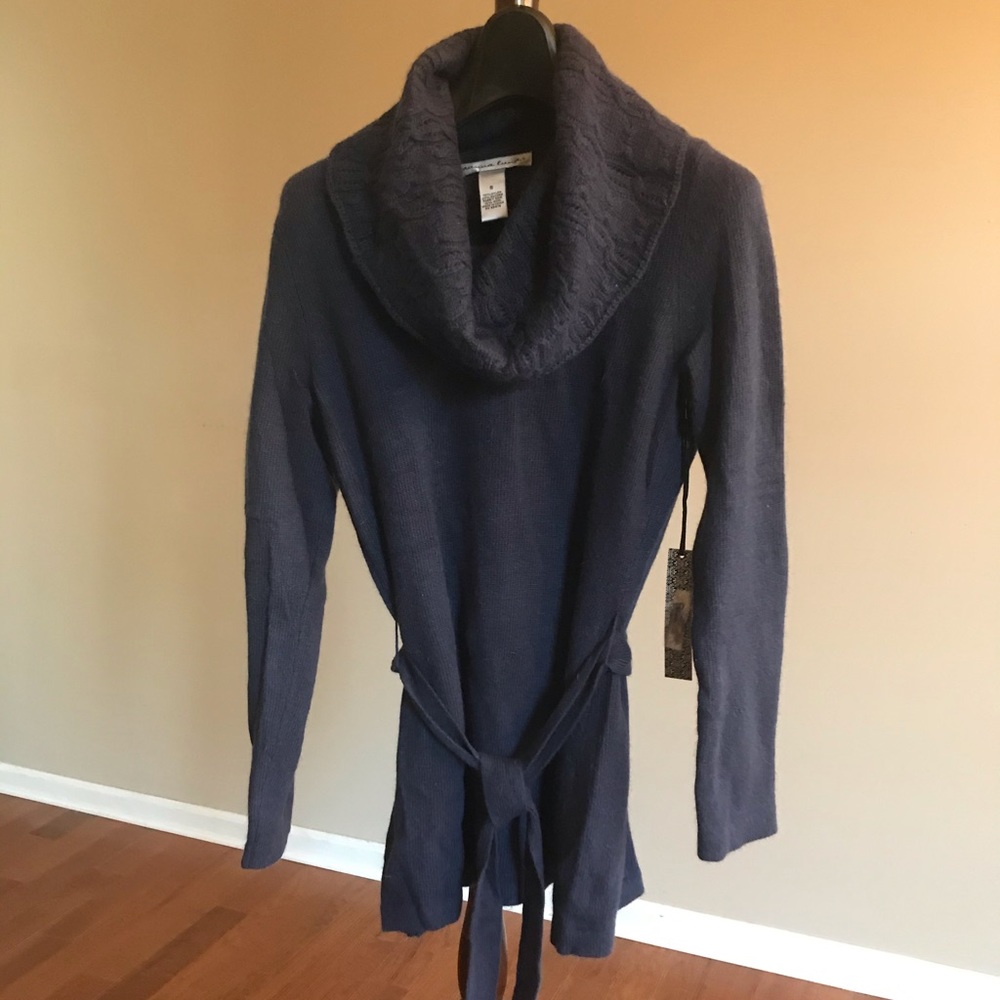 Angora/wool blend cowl neck sweater
